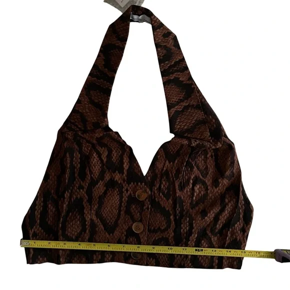 Brown Snake Print Halter Top - Picture 2 of 5